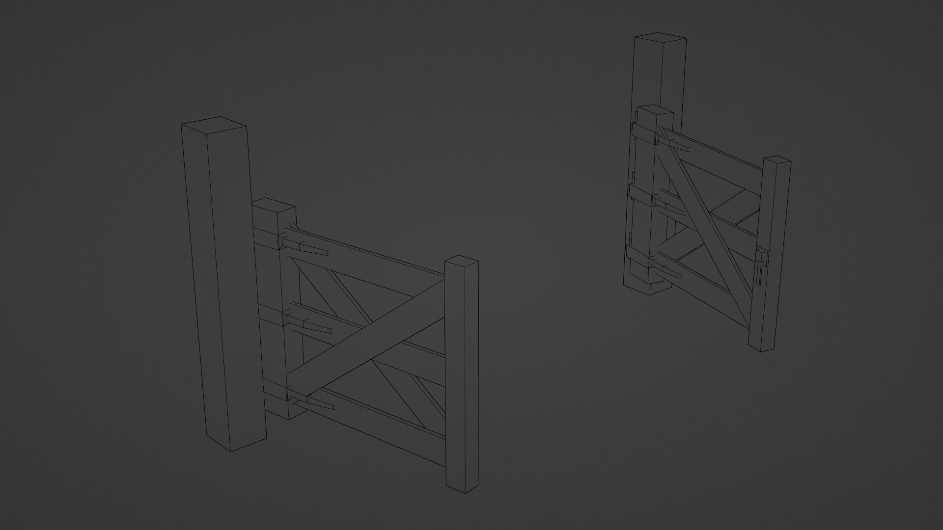 Wooden Gate Low-poly 3D model_3