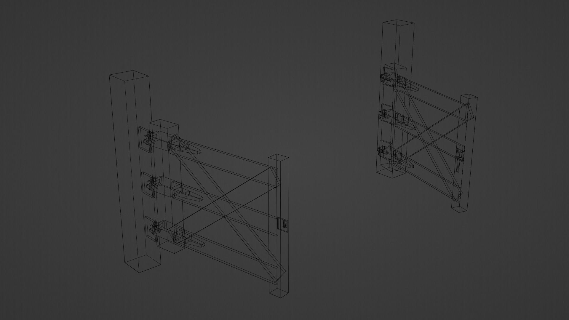 Wooden Gate Low-poly 3D model_4