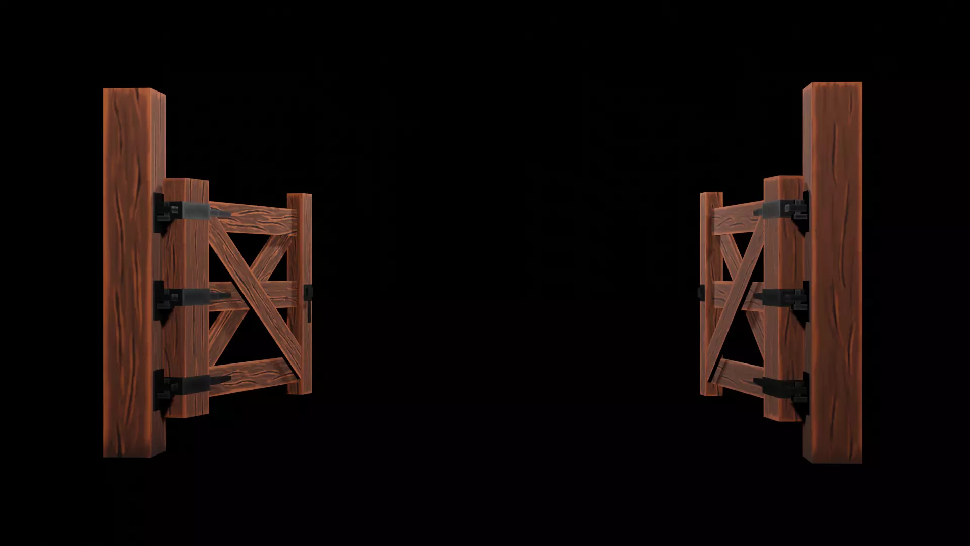 Wooden Gate Low-poly 3D model_0