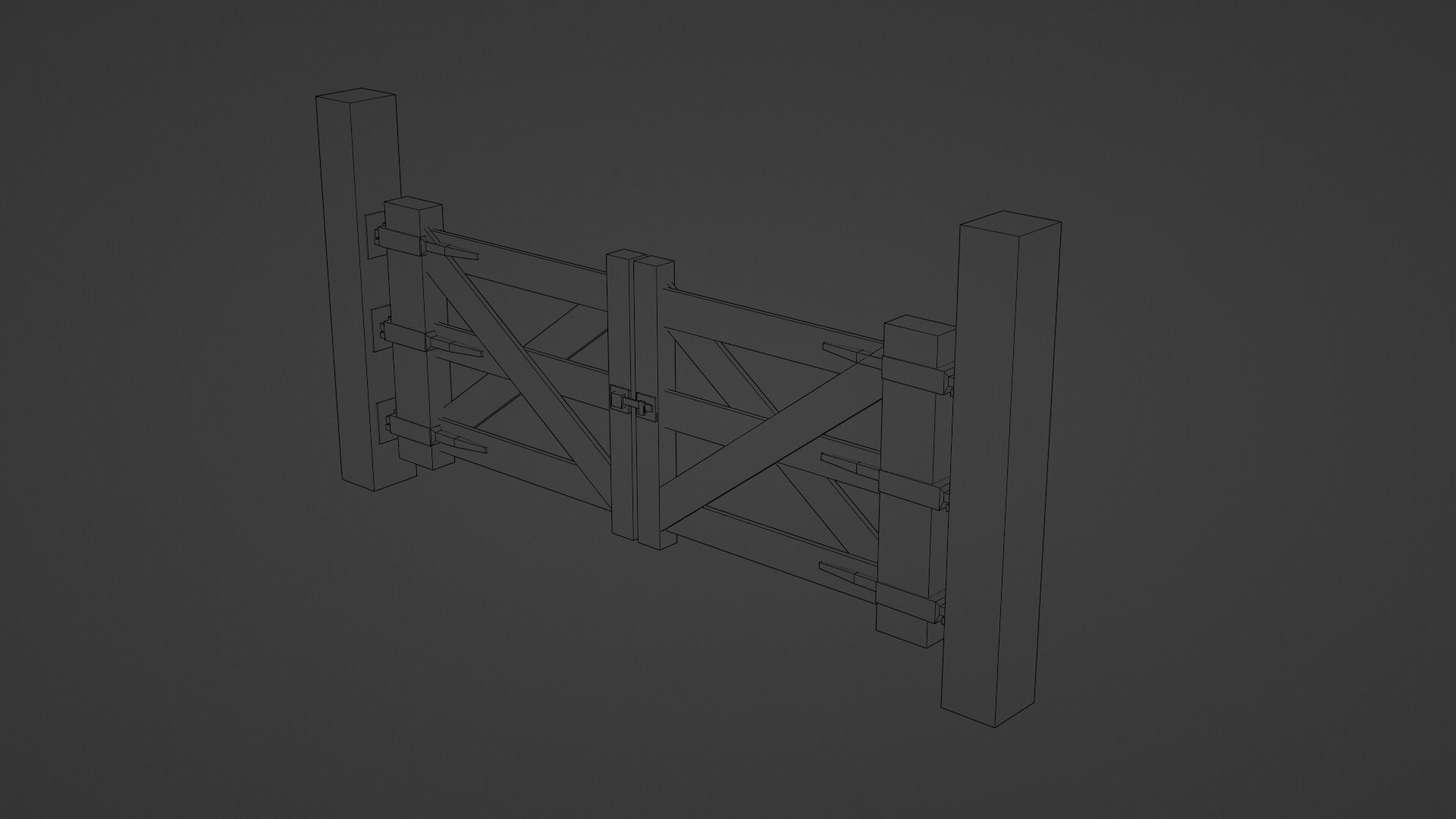 Wooden Gate Bundle Low-poly 3D model_10