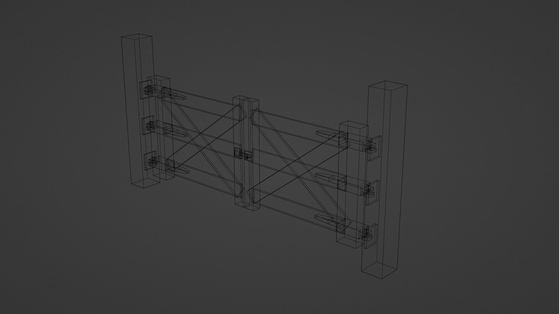 Wooden Gate Bundle Low-poly 3D model_9