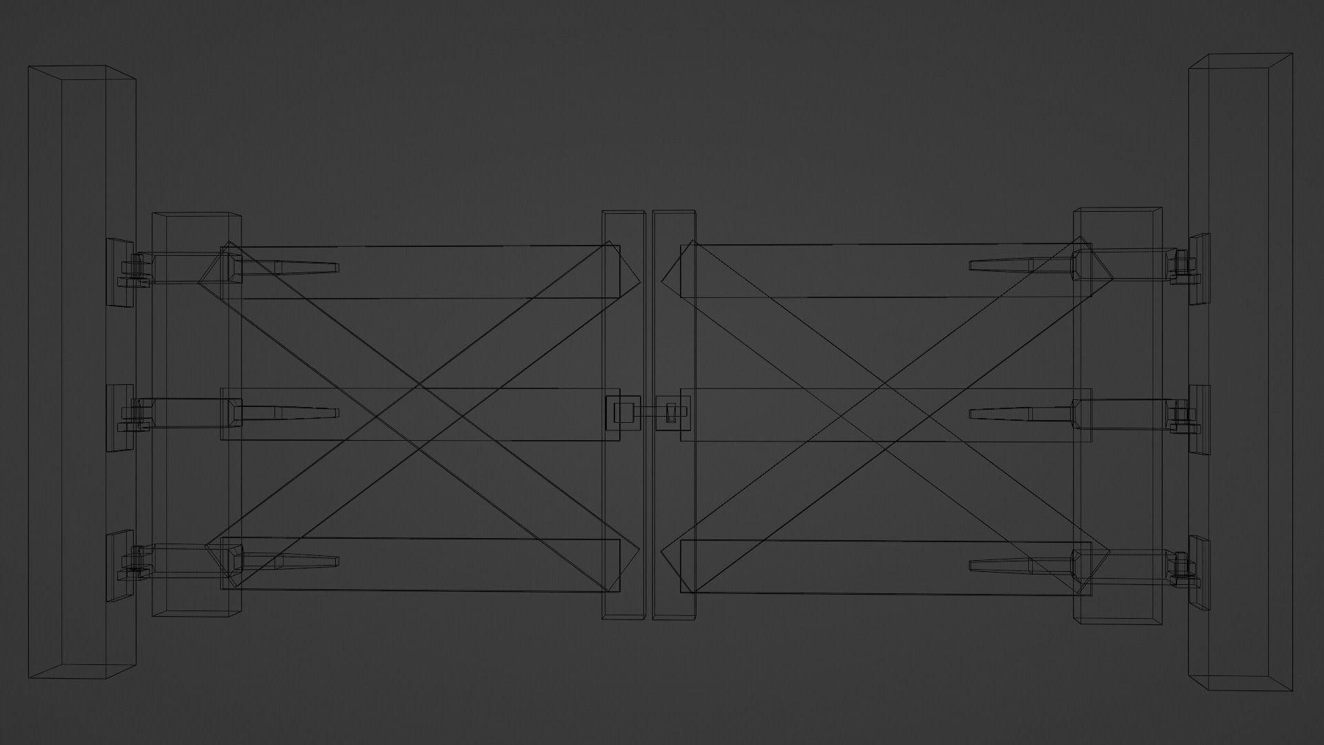 Wooden Gate Bundle Low-poly 3D model_11