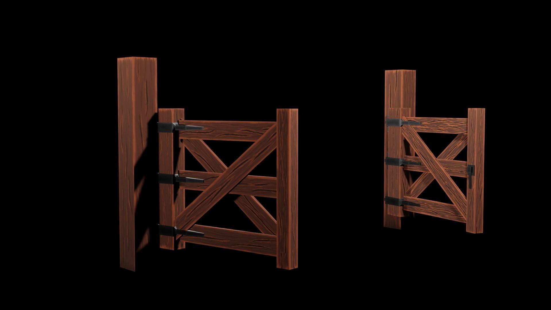 Wooden Gate Bundle Low-poly 3D model_2