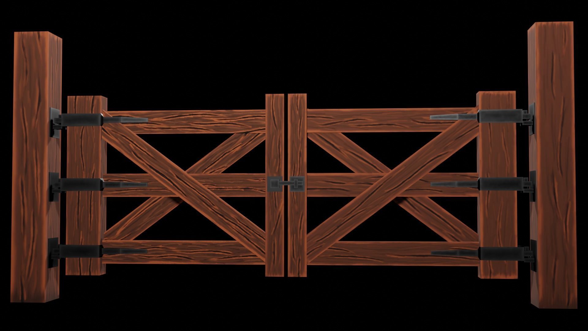 Wooden Gate Bundle Low-poly 3D model_6