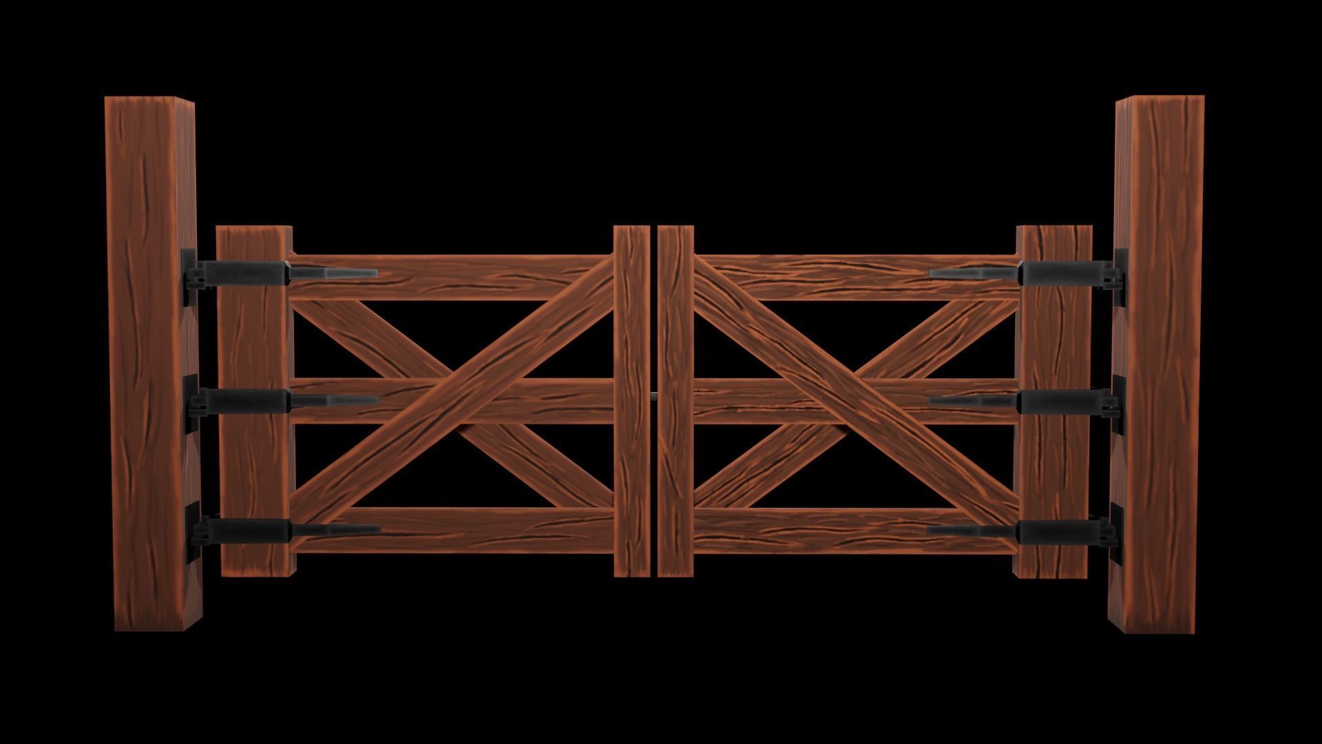 Wooden Gate Bundle Low-poly 3D model_8