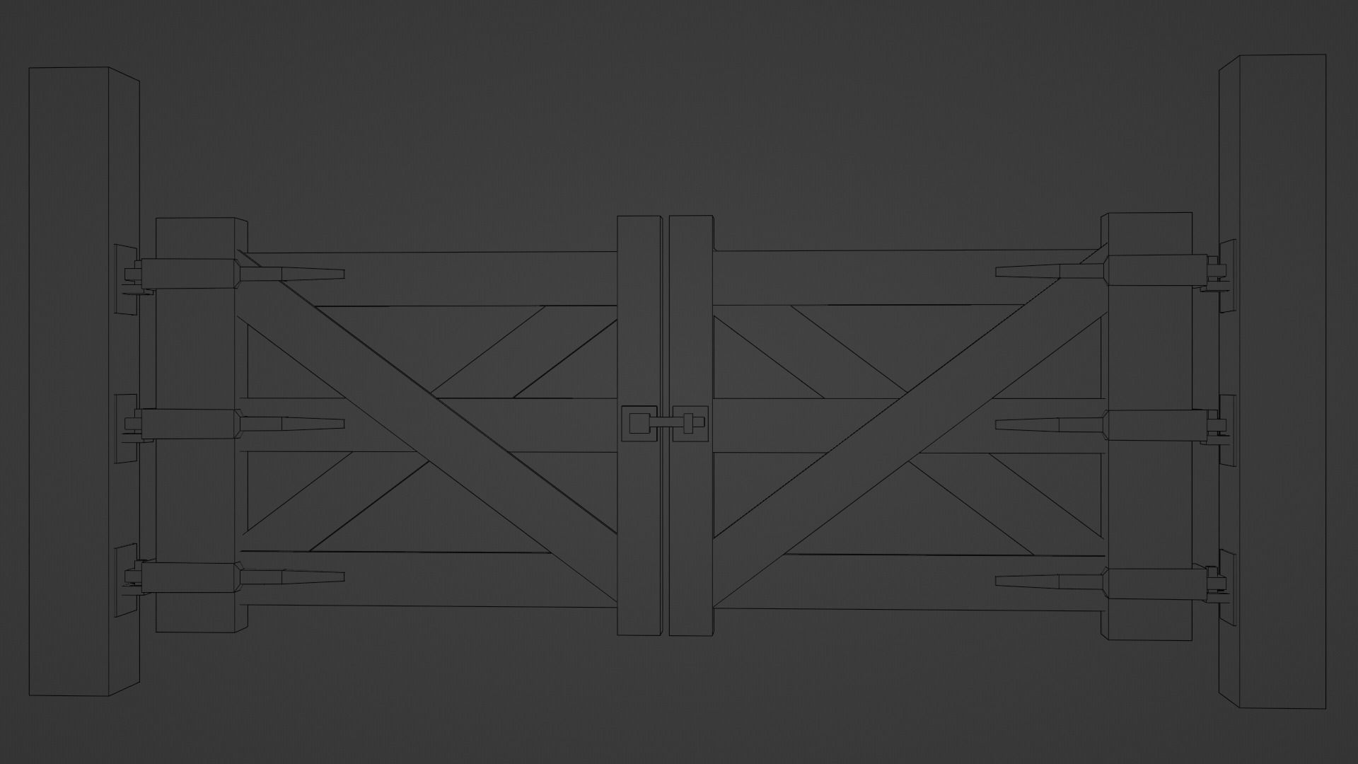 Wooden Gate Bundle Low-poly 3D model_12