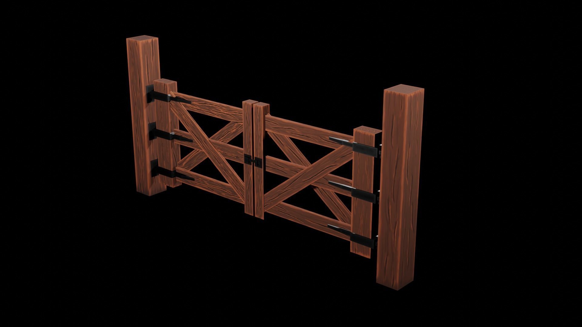 Wooden Gate Bundle Low-poly 3D model_7