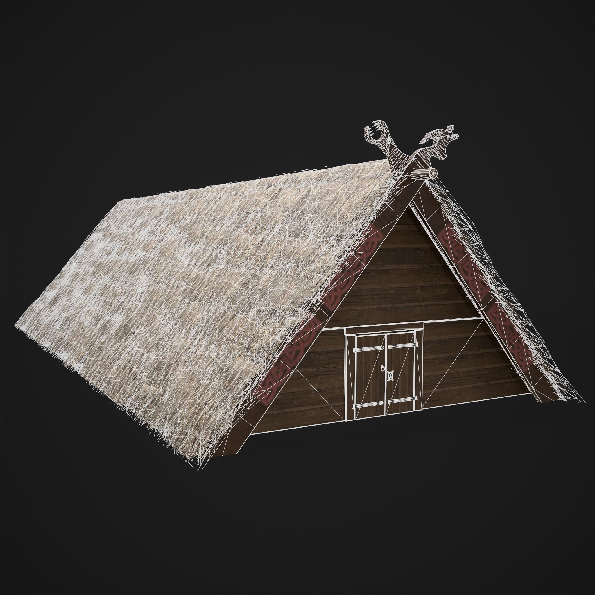 Viking Long House Low-poly 3D model_2