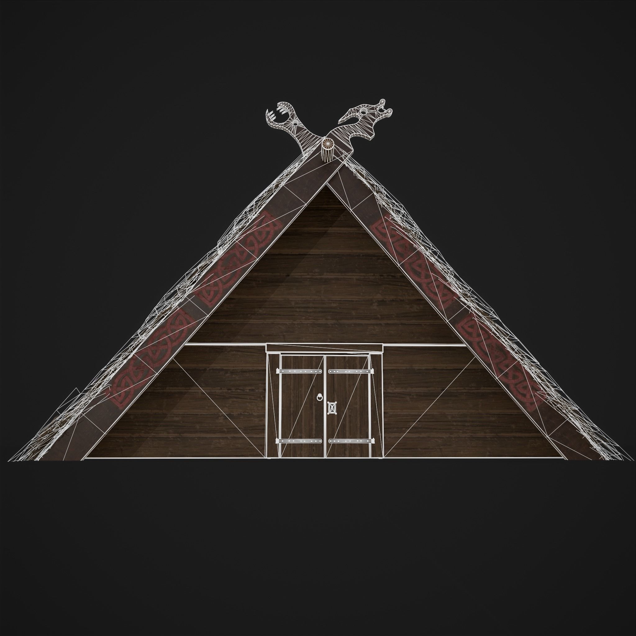 Viking Long House Low-poly 3D model_4