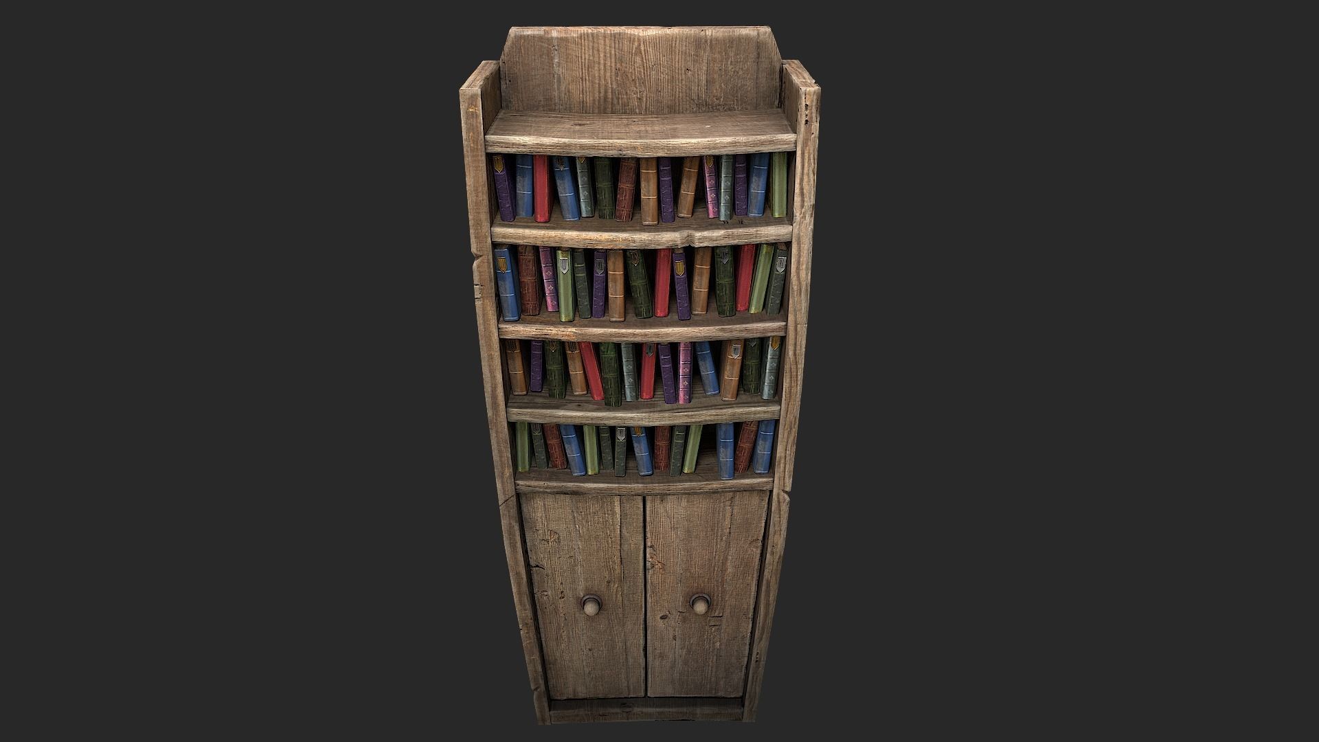Medieval Library Furniture Set Low-poly 3D model_13