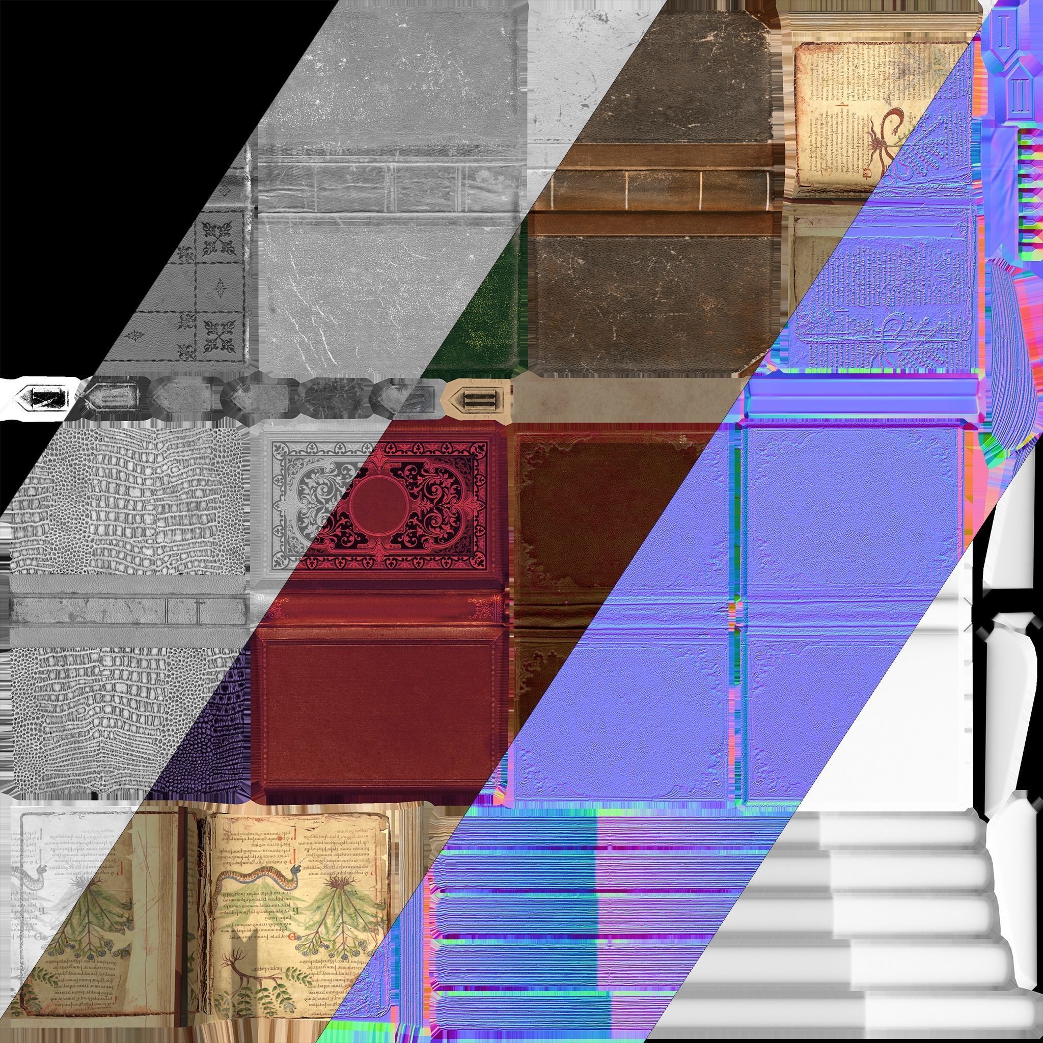 Medieval Library Furniture Set Low-poly 3D model_27