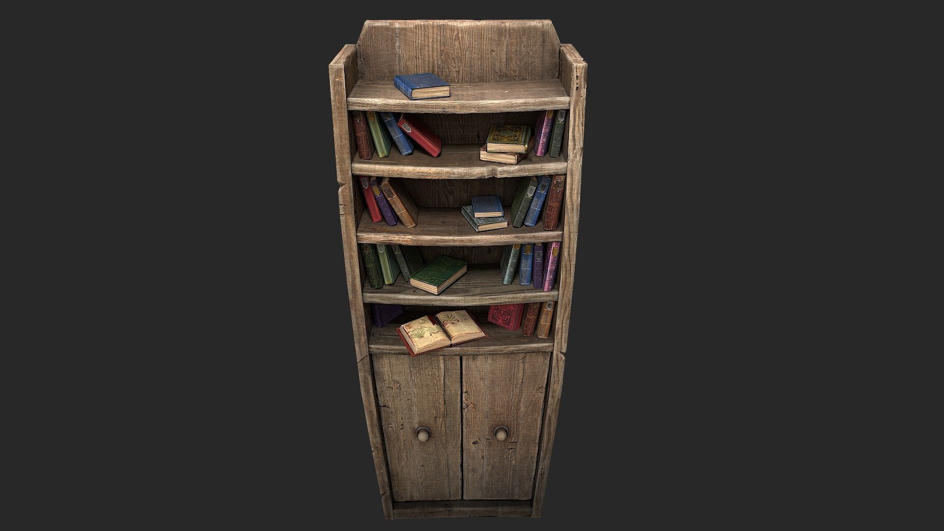 Medieval Library Furniture Set Low-poly 3D model_14