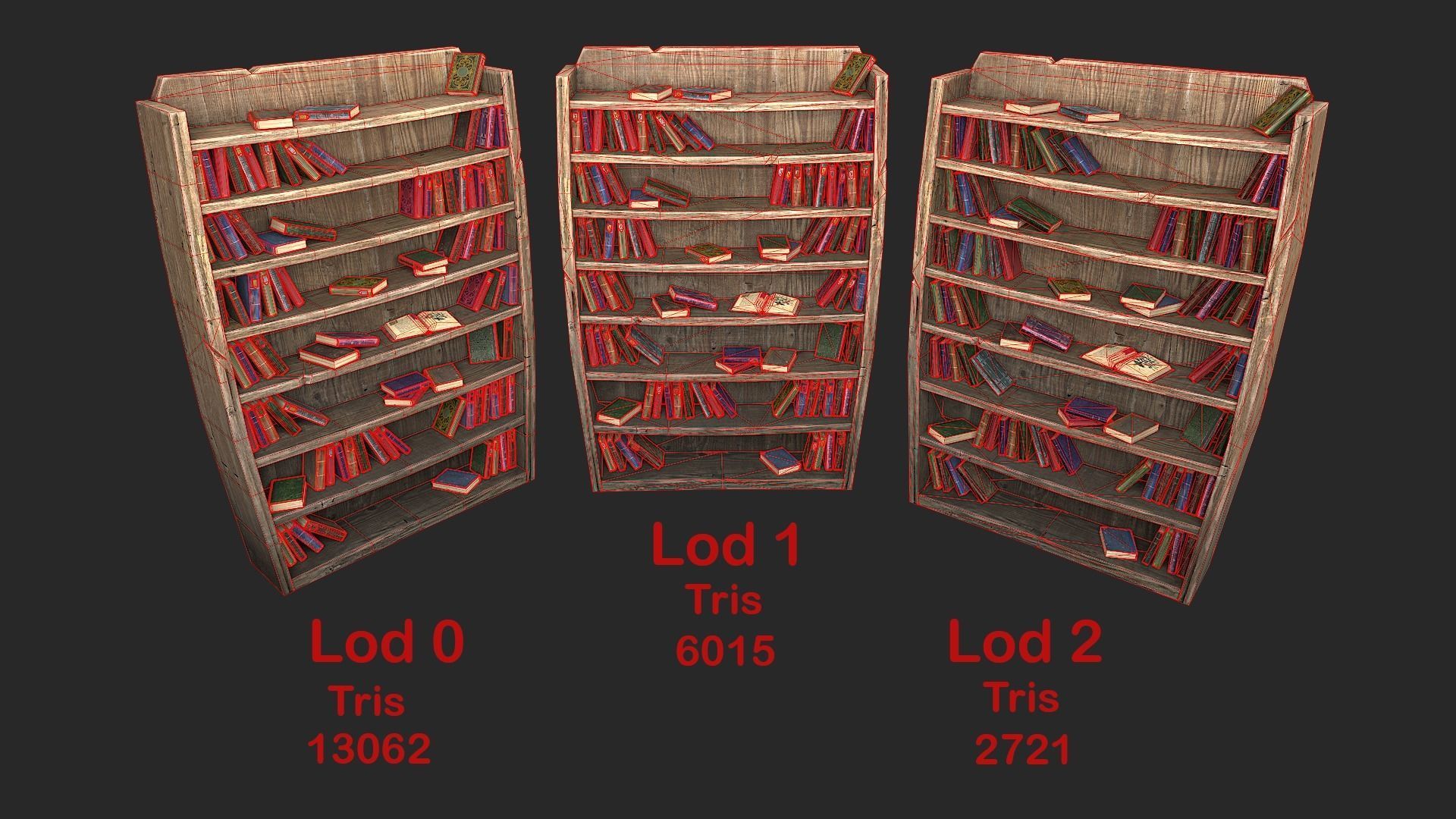 Medieval Library Furniture Set Low-poly 3D model_10