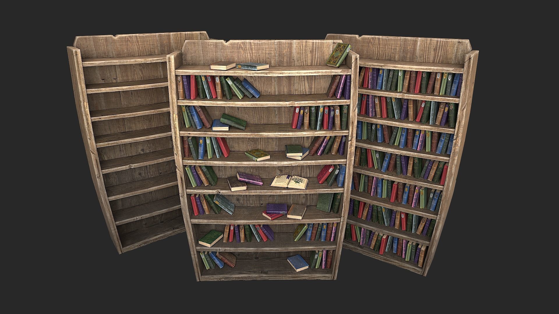 Medieval Library Furniture Set Low-poly 3D model_4