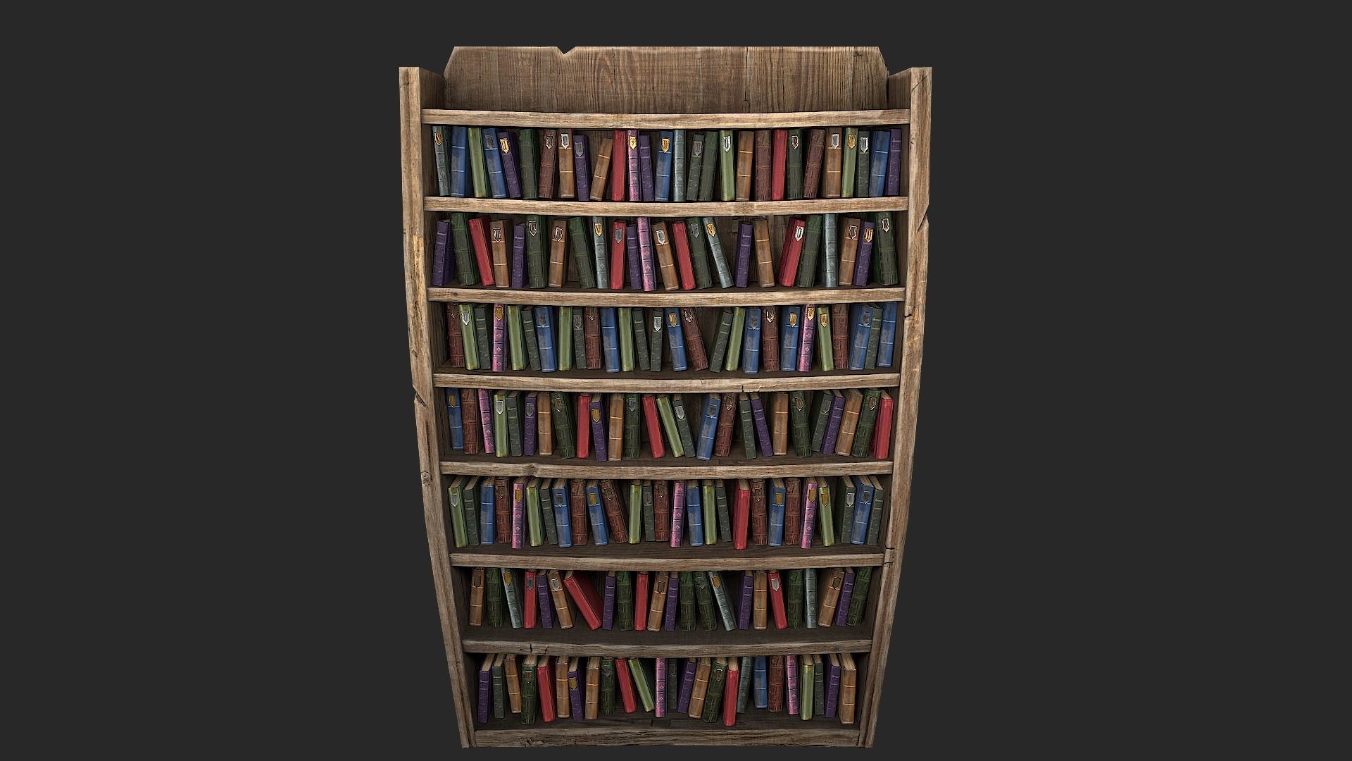 Medieval Library Furniture Set Low-poly 3D model_5
