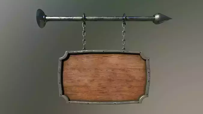 Medieval Sign Board Low-poly 3D model