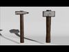 Hammer and chisel Free low-poly 3D model_1