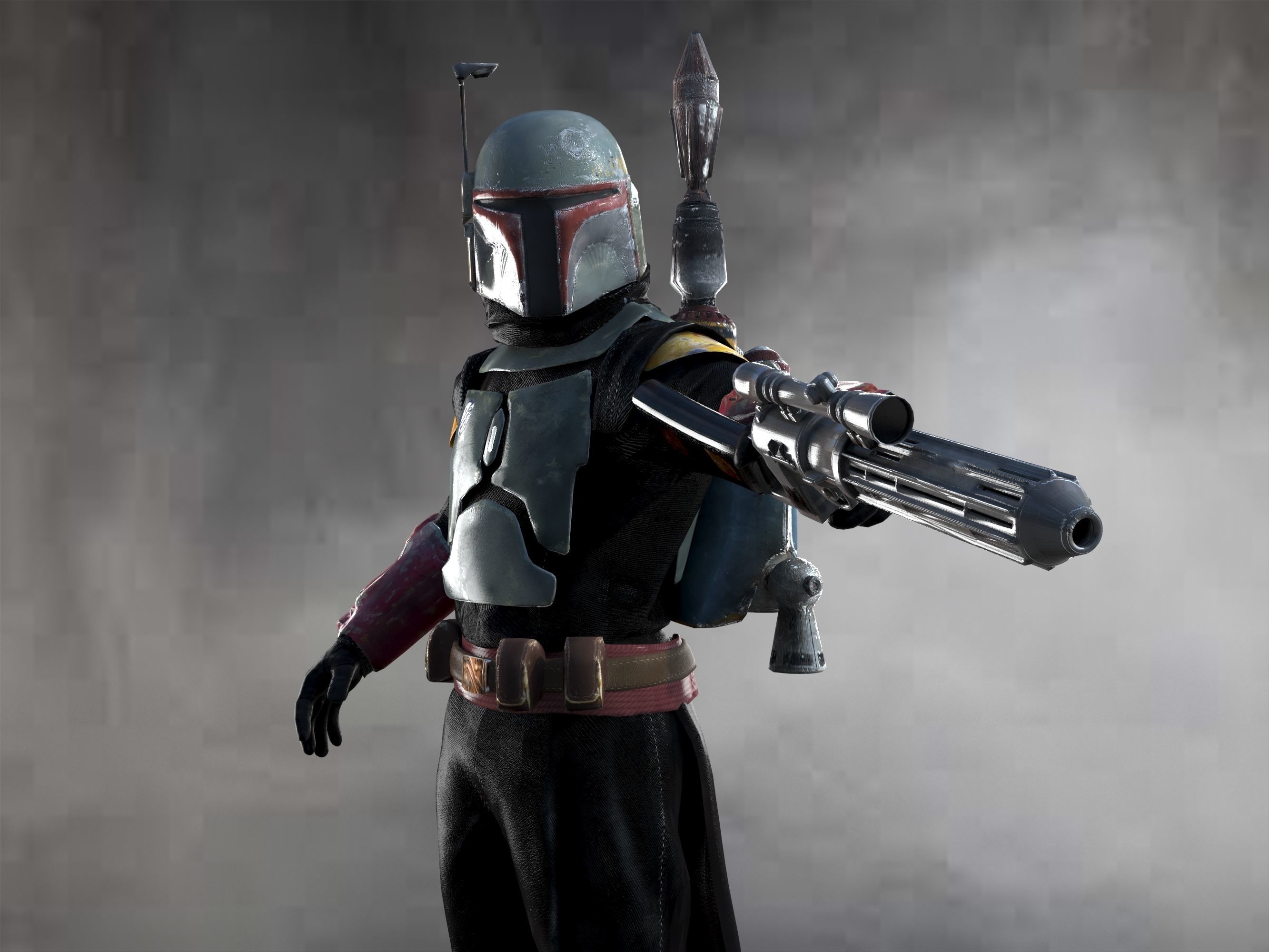 Boba Fett Low-poly 3D model_8