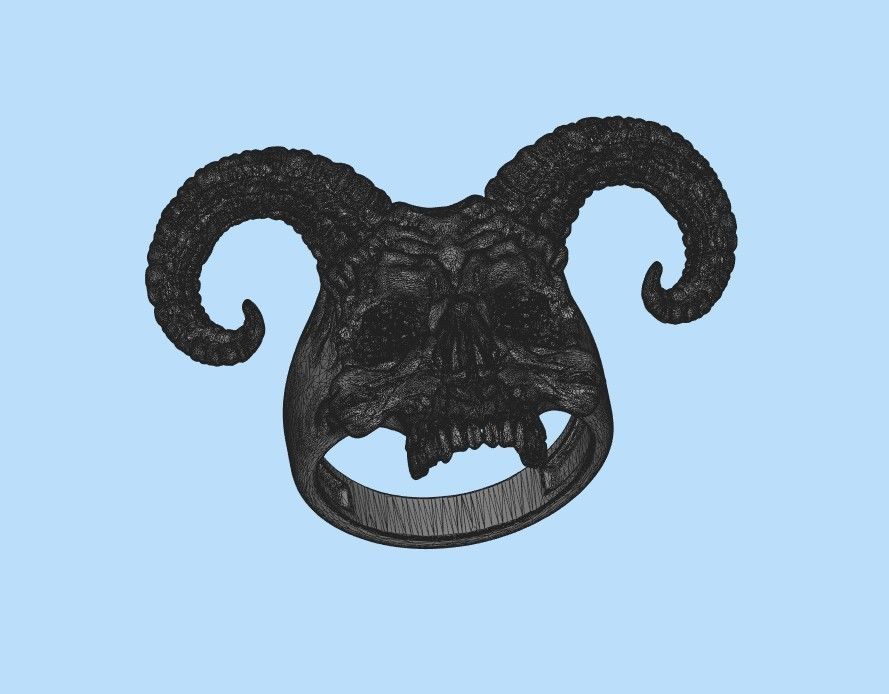 Ring Skull with Horns ztl stl obj 3D print model_47