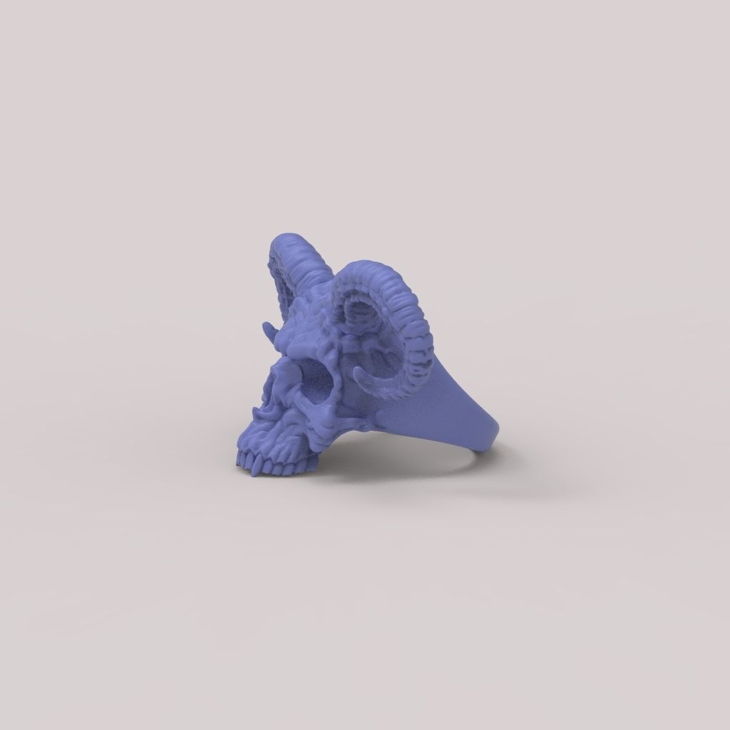 Ring Skull with Horns ztl stl obj 3D print model_23