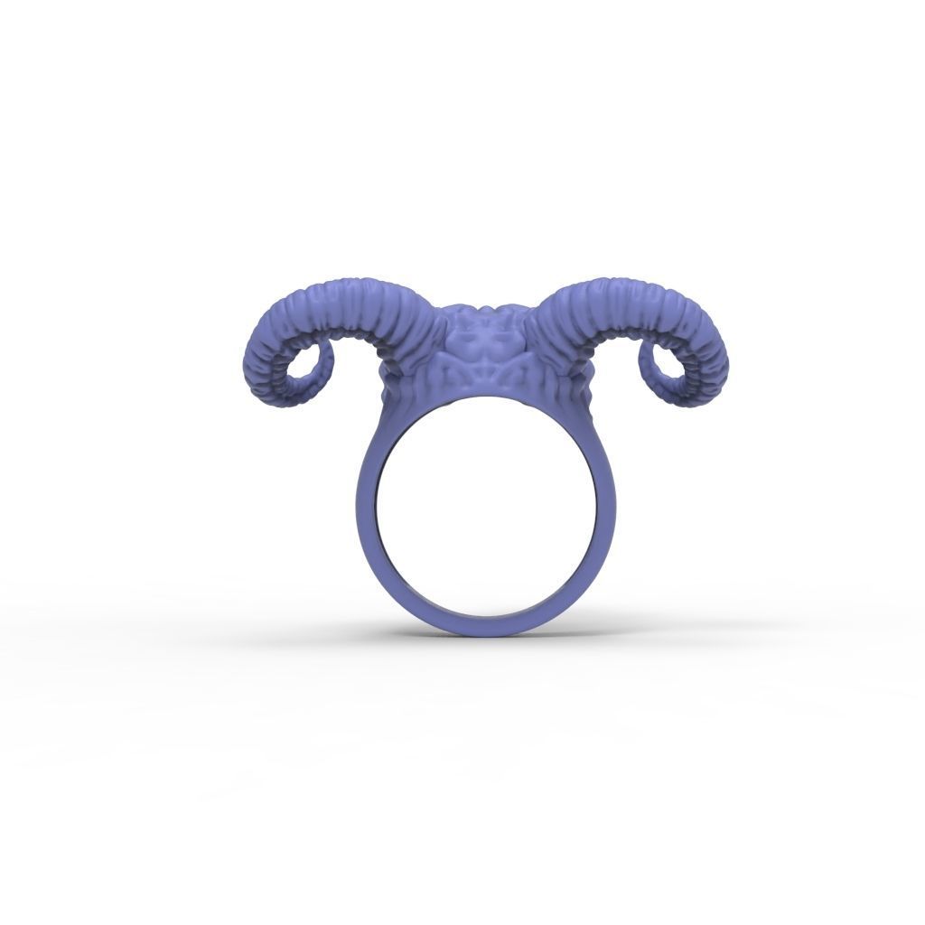 Ring Skull with Horns ztl stl obj 3D print model_36
