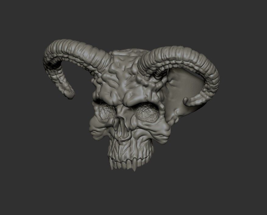 Ring Skull with Horns ztl stl obj 3D print model_14
