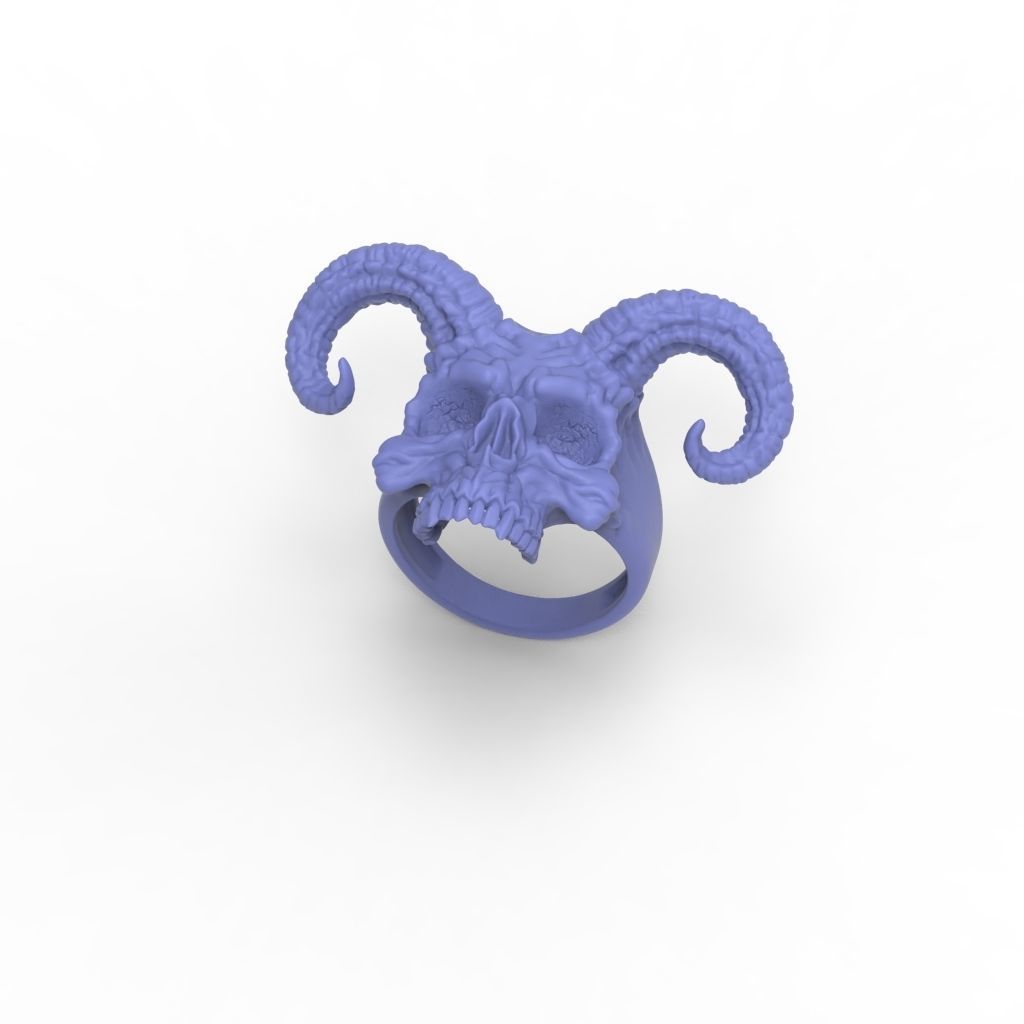Ring Skull with Horns ztl stl obj 3D print model_40