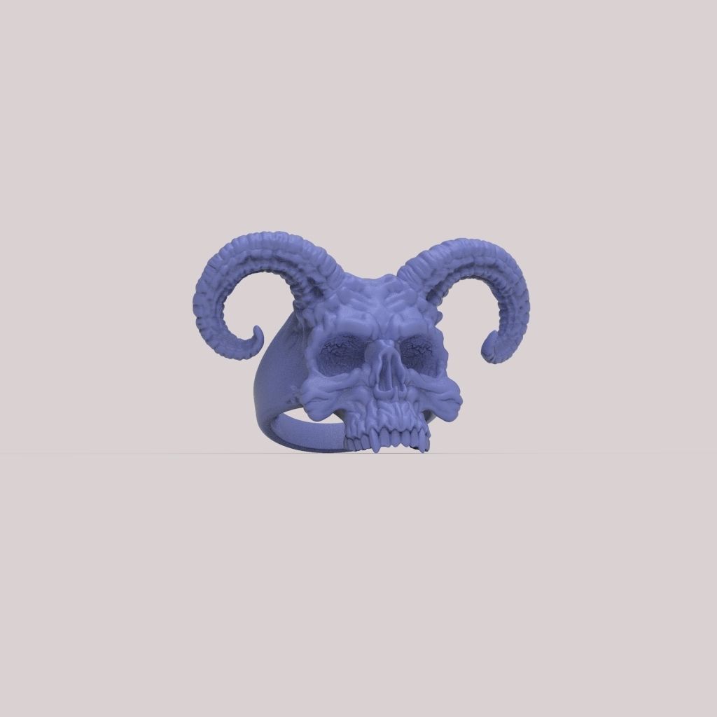 Ring Skull with Horns ztl stl obj 3D print model_29