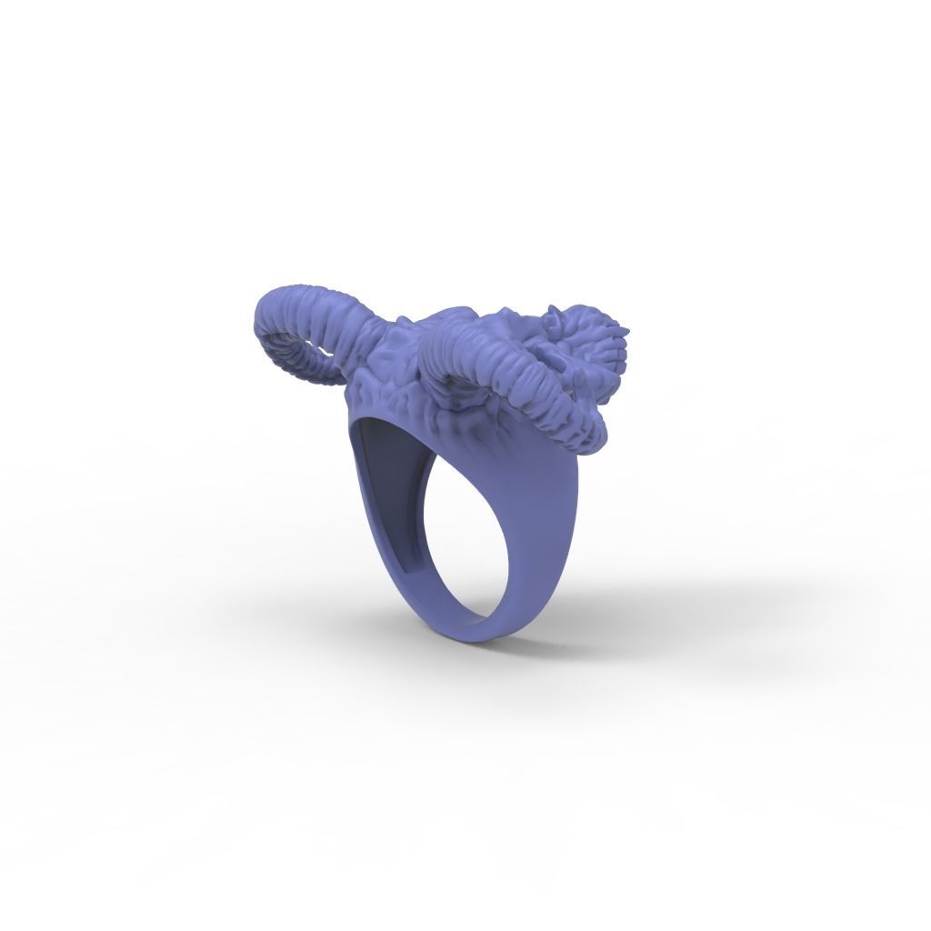 Ring Skull with Horns ztl stl obj 3D print model_38