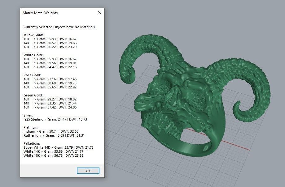 Ring Skull with Horns ztl stl obj 3D print model_5