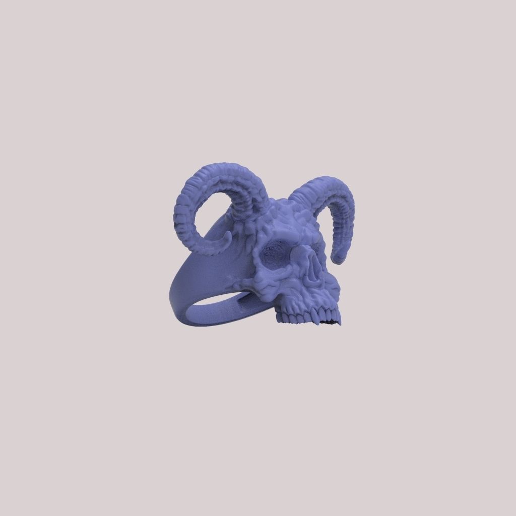 Ring Skull with Horns ztl stl obj 3D print model_31