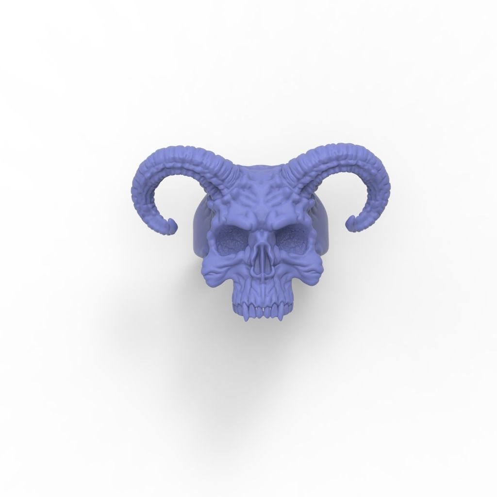 Ring Skull with Horns ztl stl obj 3D print model_37