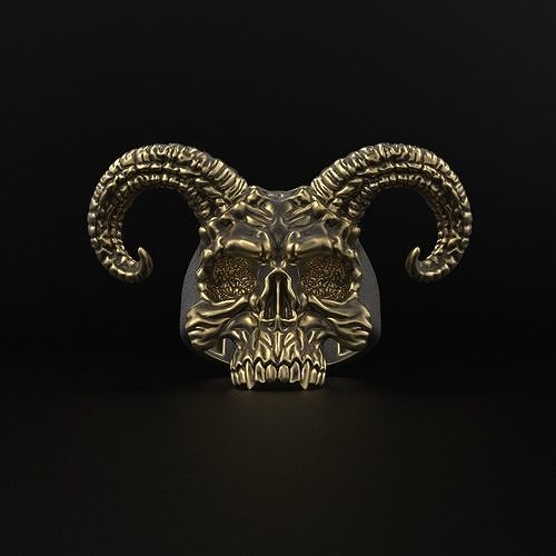 Ring Skull with Horns ztl stl obj 3D print model