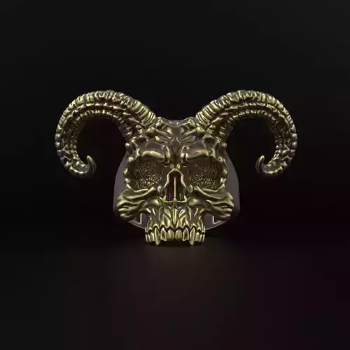 Ring Skull with Horns ztl stl obj