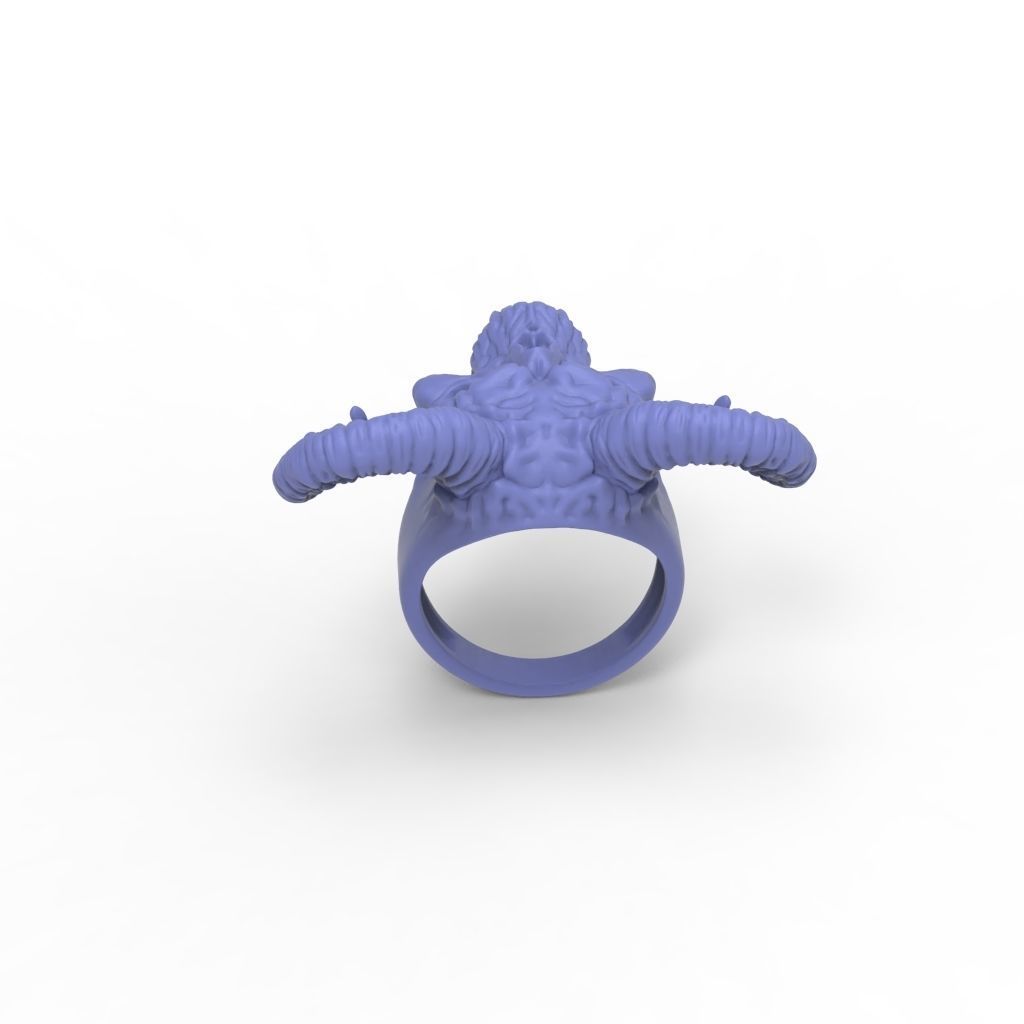 Ring Skull with Horns ztl stl obj 3D print model_34