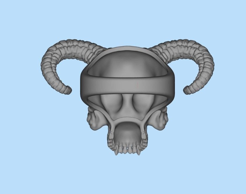 Ring Skull with Horns ztl stl obj 3D print model_45