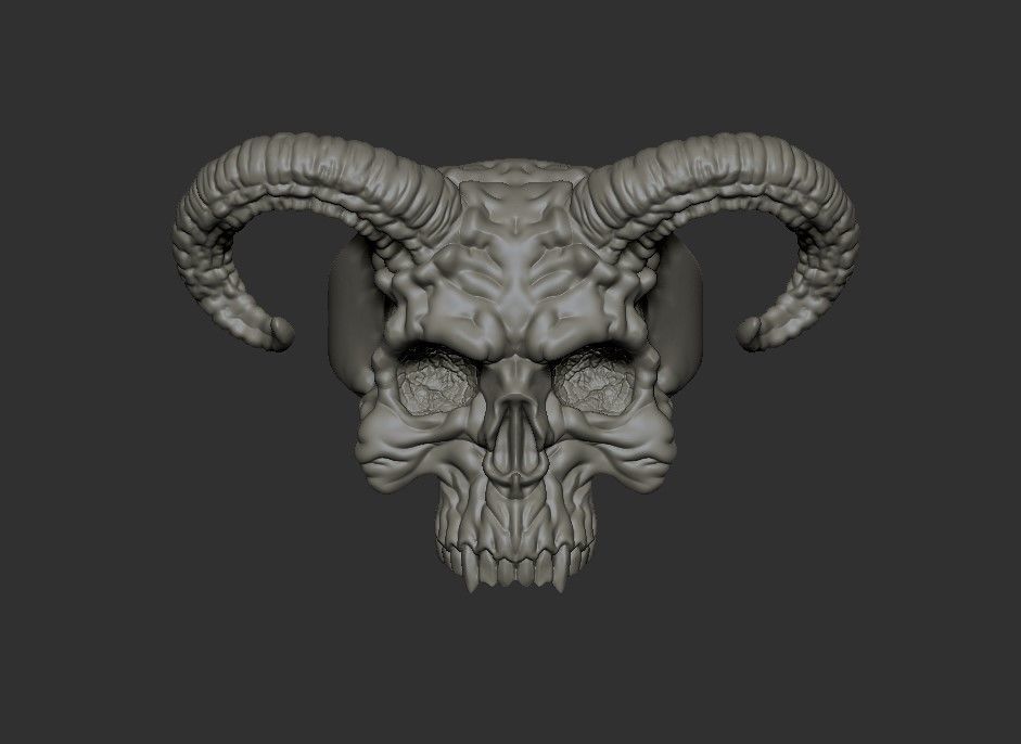 Ring Skull with Horns ztl stl obj 3D print model_16