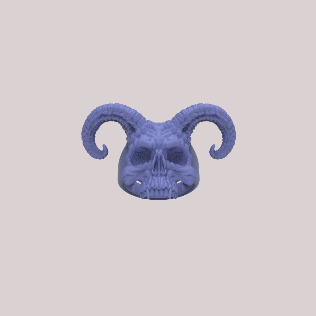 Ring Skull with Horns ztl stl obj 3D print model_33