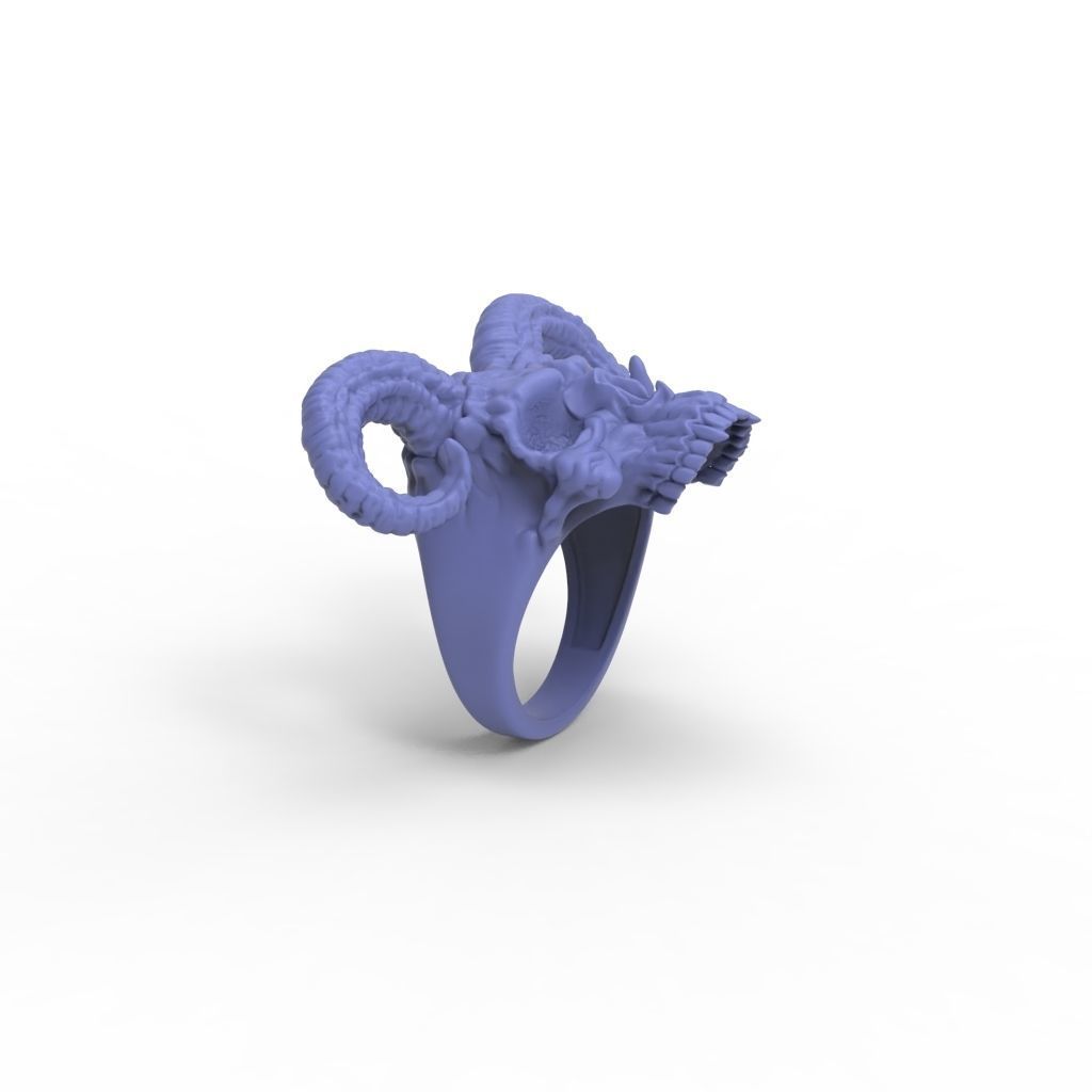 Ring Skull with Horns ztl stl obj 3D print model_39