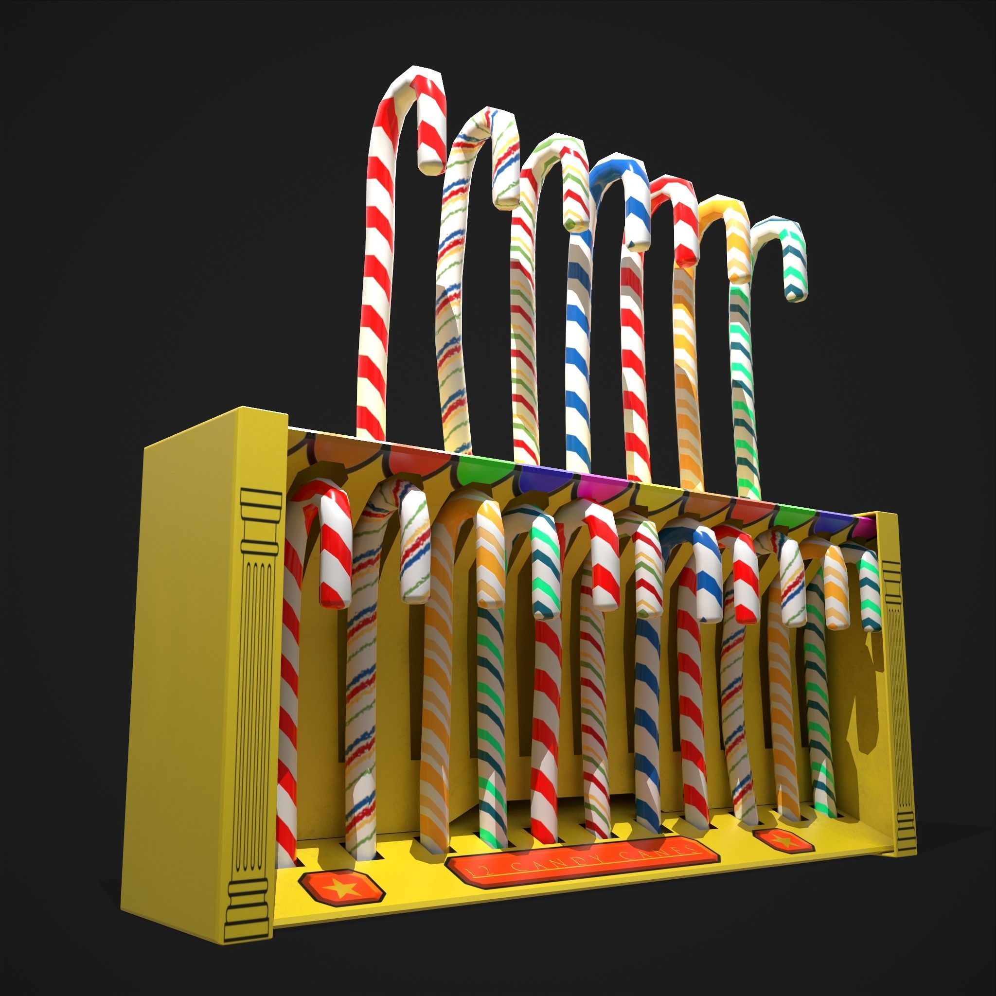 Vintage Candy Canes Low-poly 3D model_5