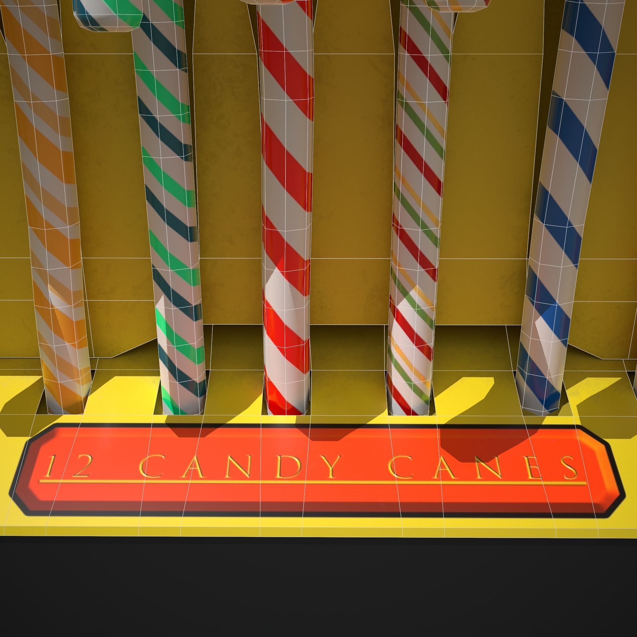 Vintage Candy Canes Low-poly 3D model_24