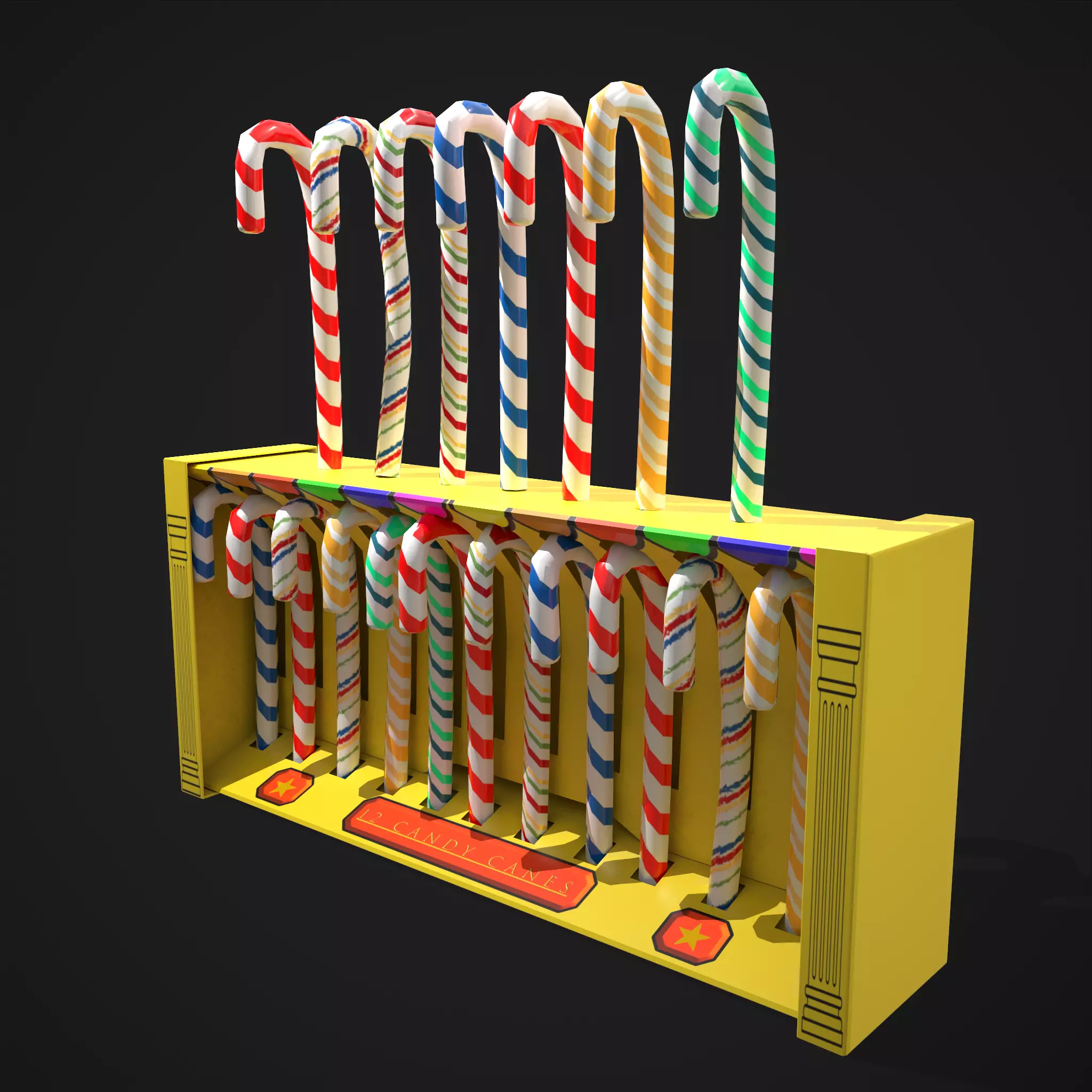 Vintage Candy Canes Low-poly 3D model_0