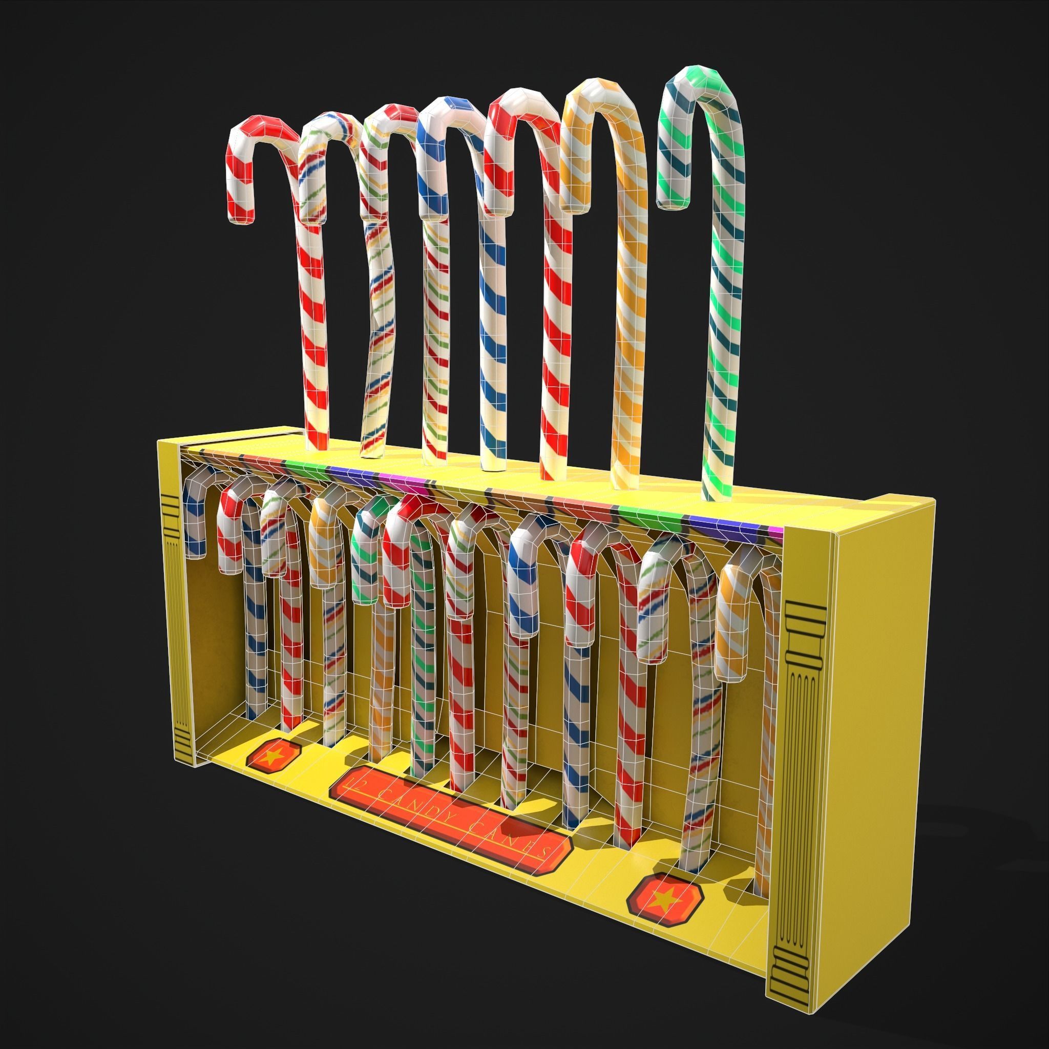 Vintage Candy Canes Low-poly 3D model_2