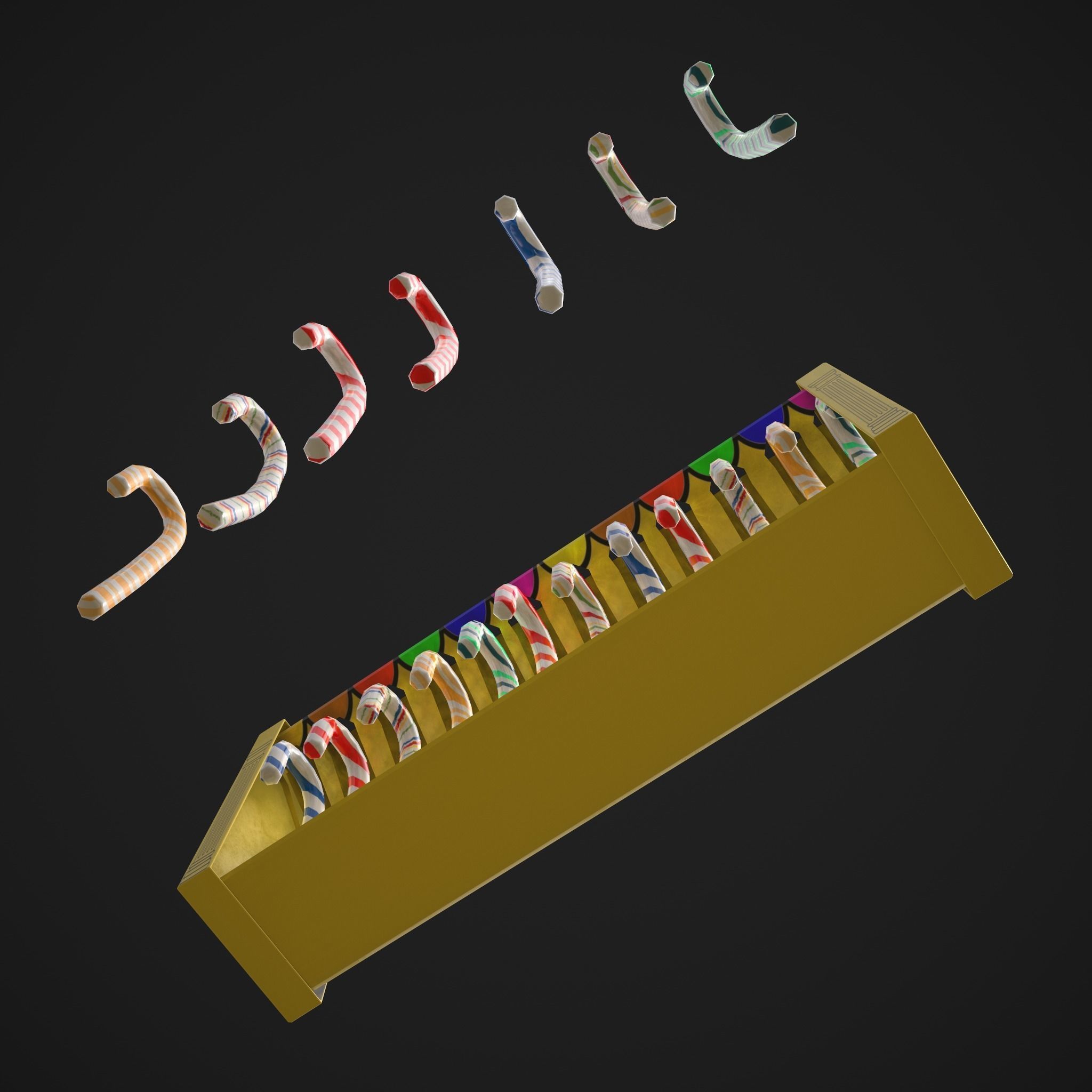 Vintage Candy Canes Low-poly 3D model_25
