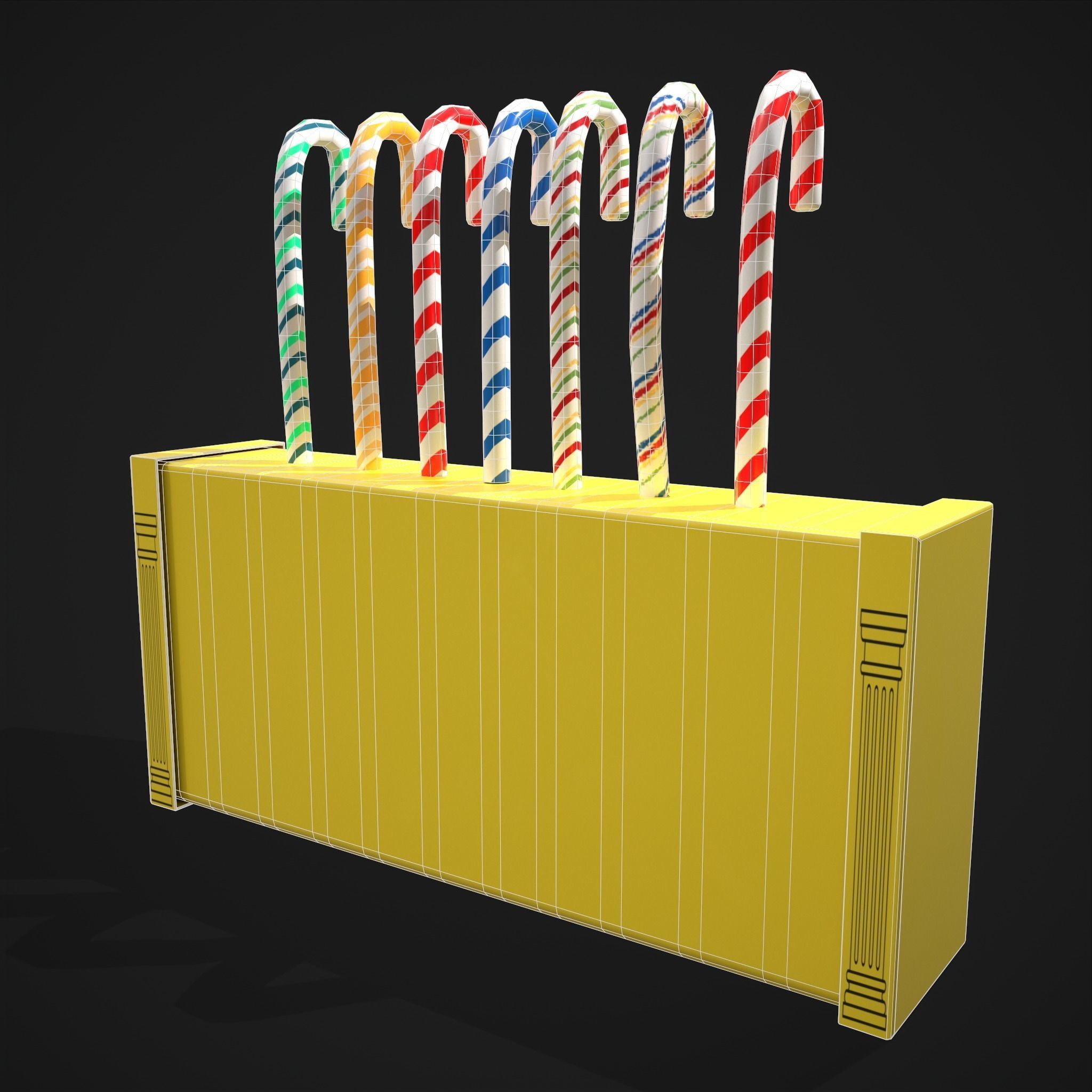 Vintage Candy Canes Low-poly 3D model_4