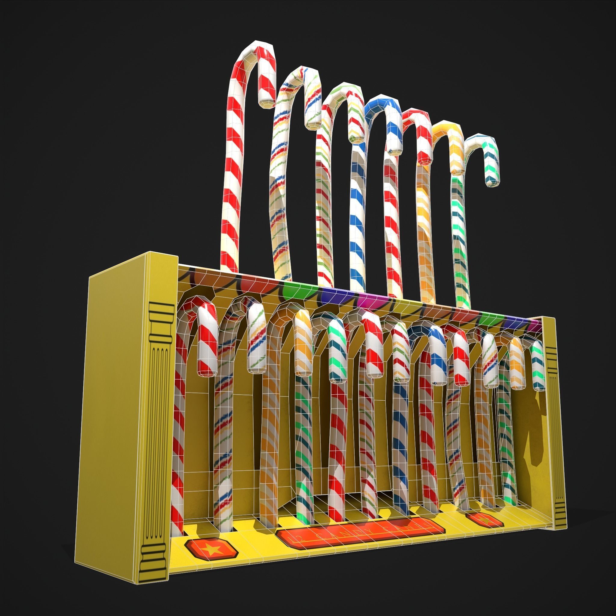Vintage Candy Canes Low-poly 3D model_6