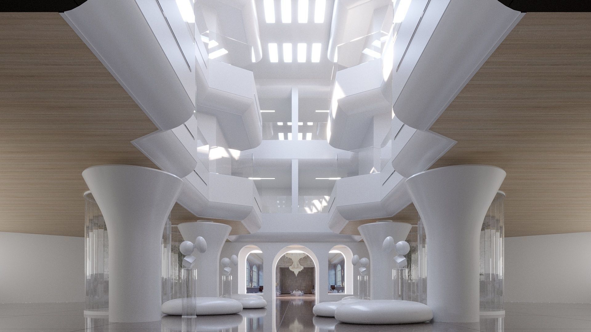 Futuristic Shopping Center 3D model_1