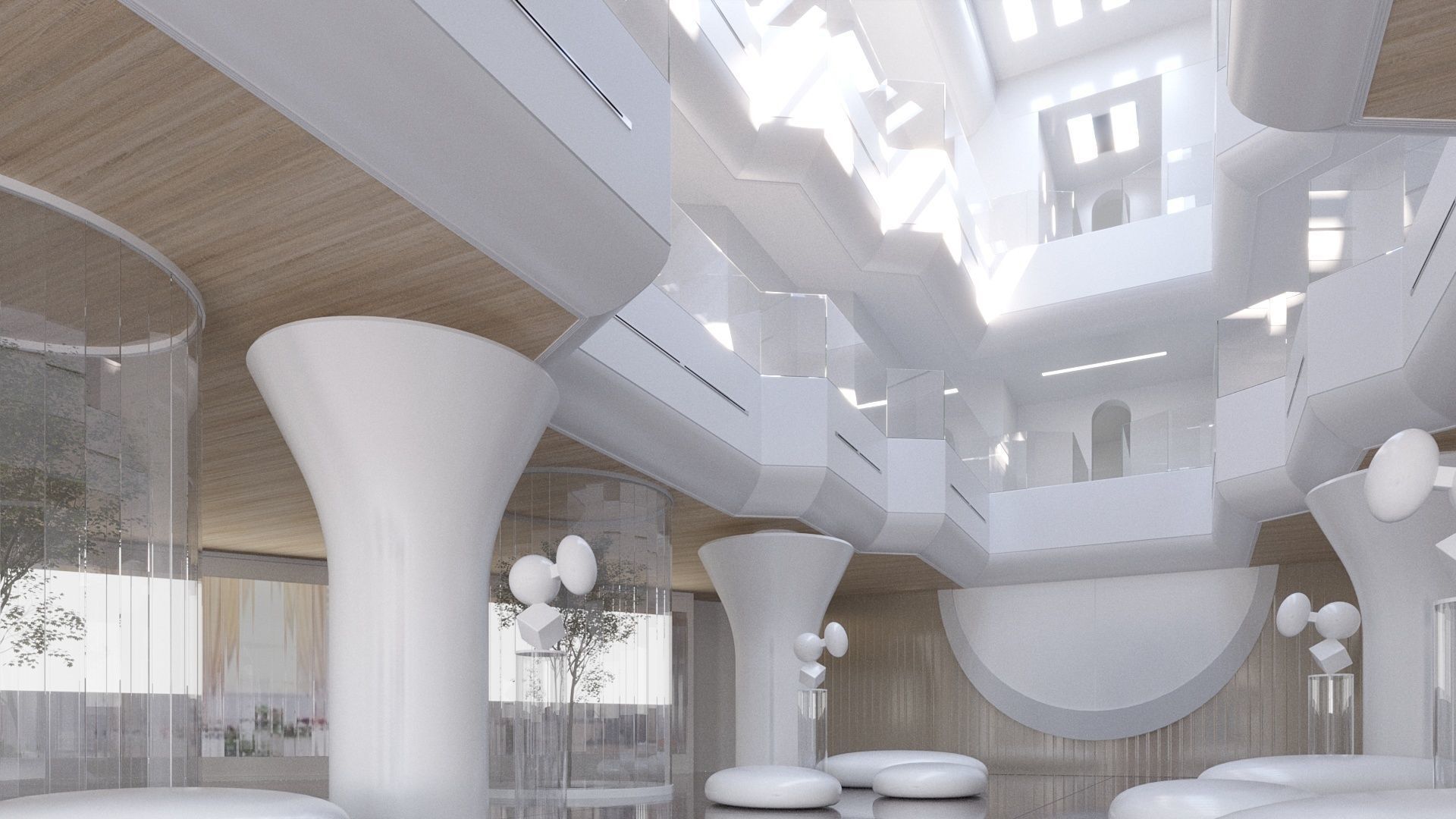 Futuristic Shopping Center 3D model_5