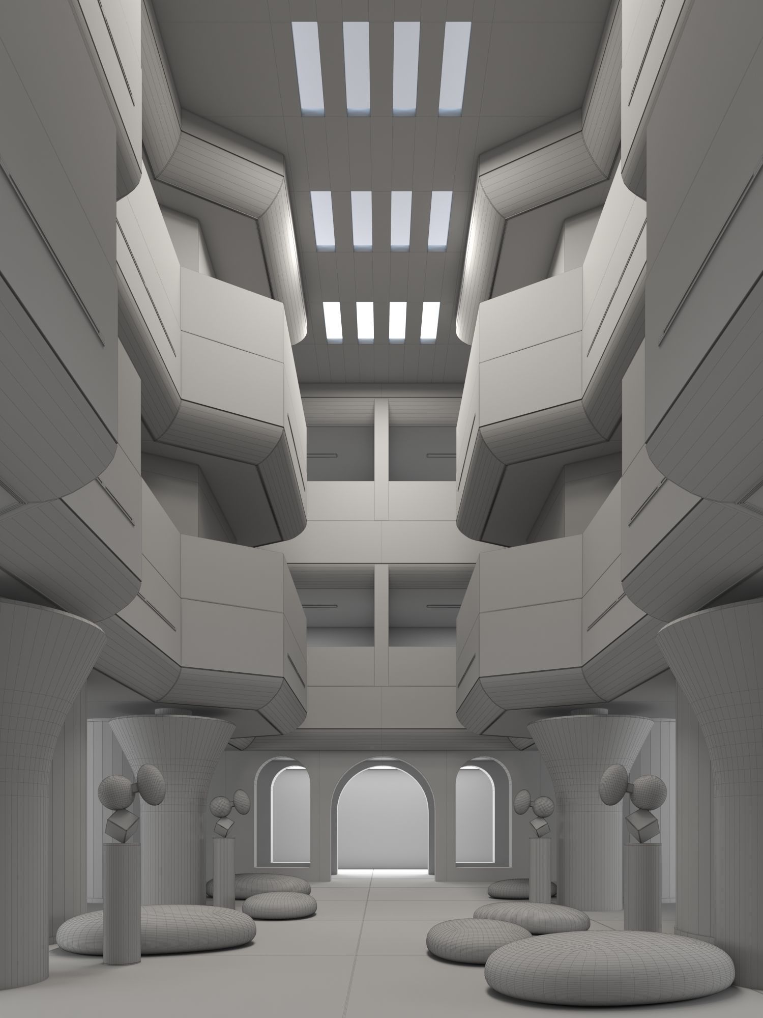 Futuristic Shopping Center 3D model_10