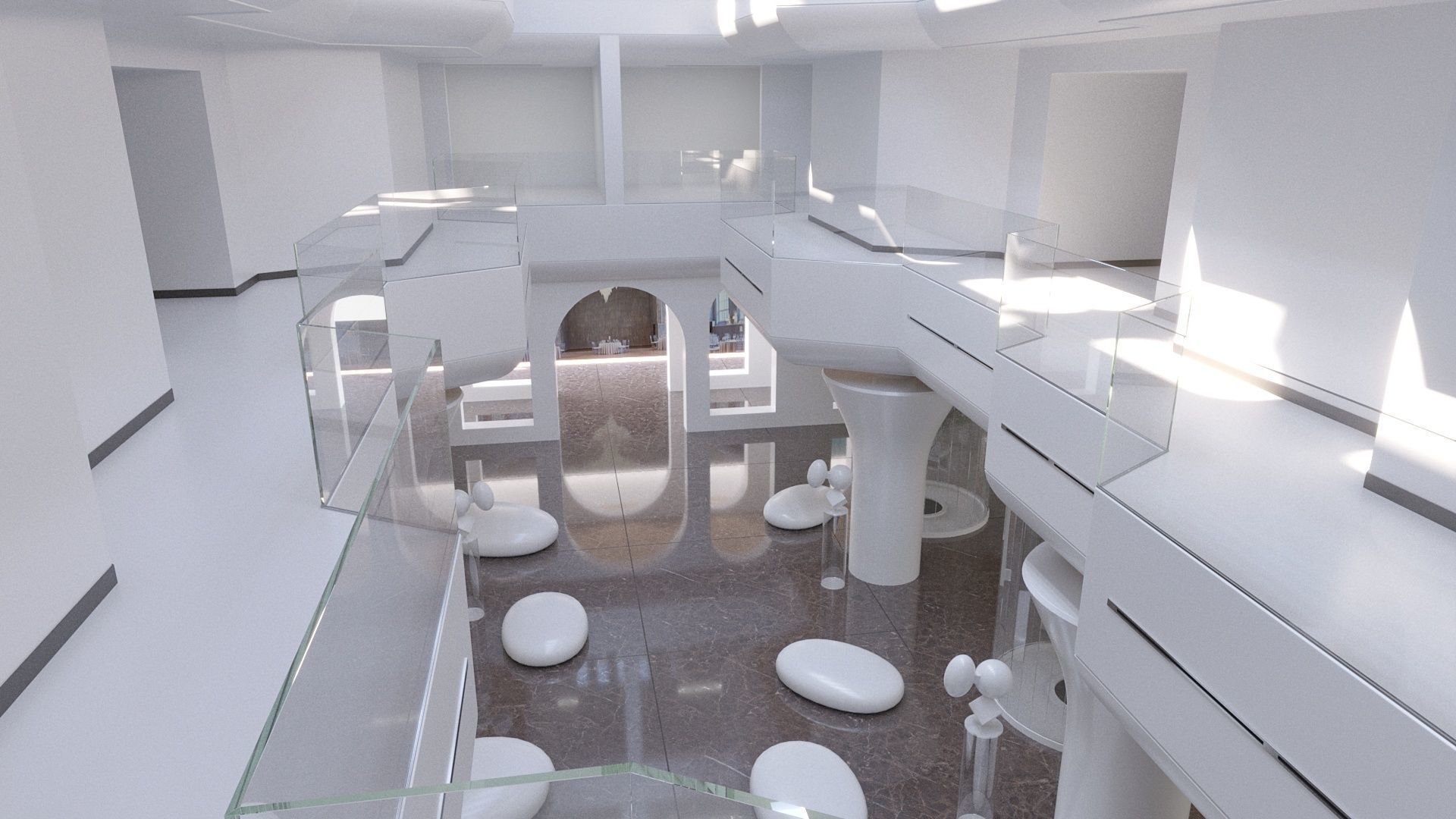 Futuristic Shopping Center 3D model_3